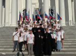 У Воскресенского кафедрального собора г. Арзамаса состоялось торжественная встреча участников XIV Межъепархиального велопробега, посвященного 80 - летию Великой Победы (фото)