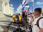 У Воскресенского кафедрального собора г. Арзамаса состоялось торжественная встреча участников XIV Межъепархиального велопробега, посвященного 80 - летию Великой Победы (фото)